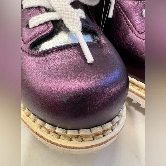 🆕 La Montelliana Italian Leather Boots Fur Lined Purple Silver Metallic Sz. 38 7