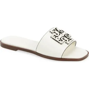 ❤️ NIB Tory Burch Ines Logo Slide Leather Sandal Ivory Off White US 7.5 8 8.5 9
