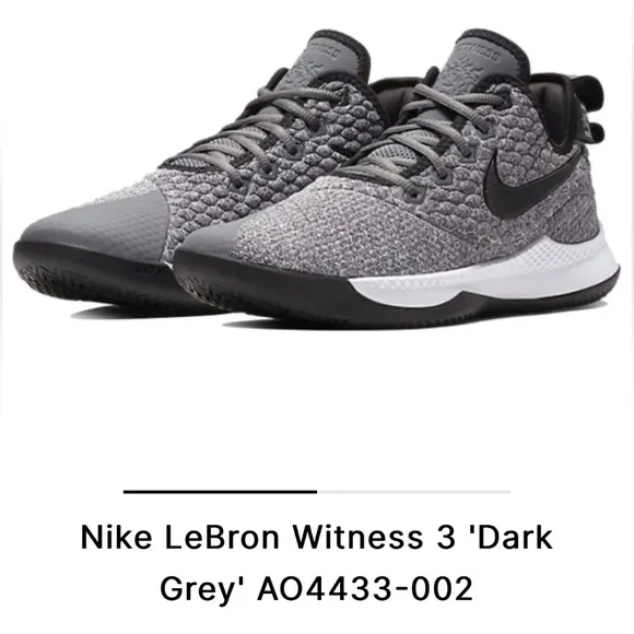 🏀 Nike LeBron Witness 3 Dark Grey AO4433-002 Mens Shoes size 8.5