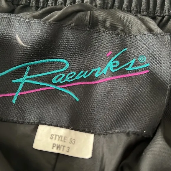⭐️ Raewiks lightweight waterproof ski pants rare Vintage black zip legs S