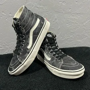 🔥🔥 VANS Sk8-Hi Tapered Denim Black/White Tie-Dye Skate Sneakers Men Sz 9 - EUC