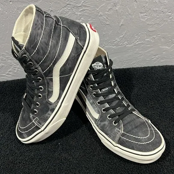 🔥🔥 VANS Sk8-Hi Tapered Denim Black/White Tie-Dye Skate Sneakers Men Sz 9 - EUC