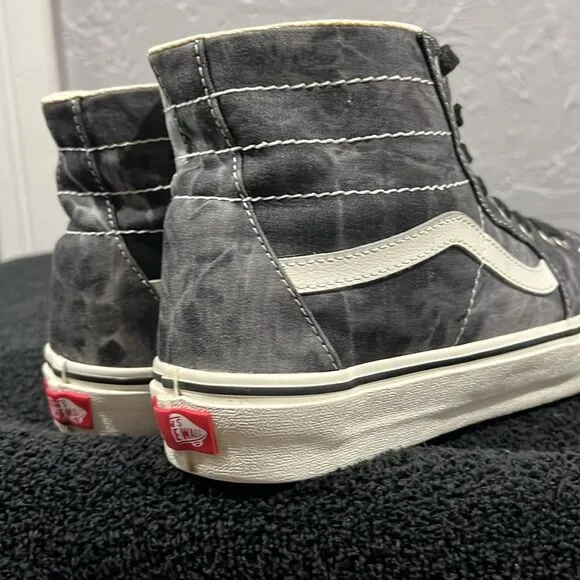🔥🔥 VANS Sk8-Hi Tapered Denim Black/White Tie-Dye Skate Sneakers Men Sz 9 - EUC