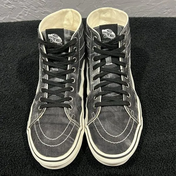 🔥🔥 VANS Sk8-Hi Tapered Denim Black/White Tie-Dye Skate Sneakers Men Sz 9 - EUC