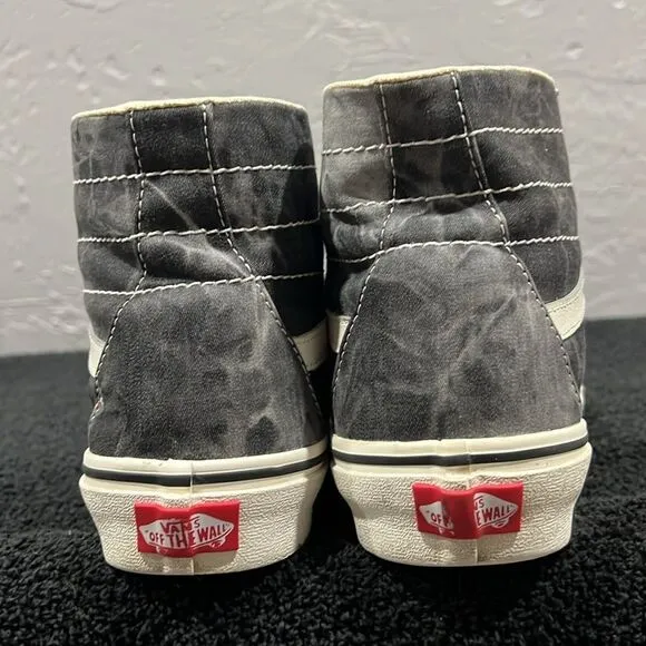 🔥🔥 VANS Sk8-Hi Tapered Denim Black/White Tie-Dye Skate Sneakers Men Sz 9 - EUC