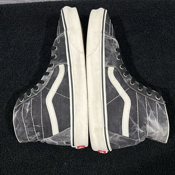 🔥🔥 VANS Sk8-Hi Tapered Denim Black/White Tie-Dye Skate Sneakers Men Sz 9 - EUC