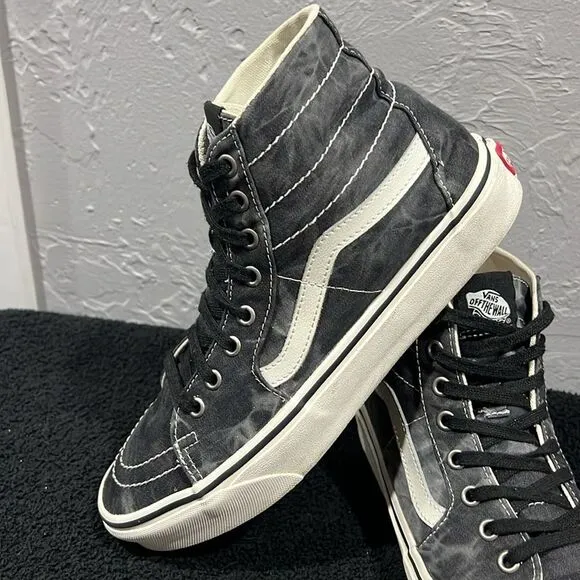🔥🔥 VANS Sk8-Hi Tapered Denim Black/White Tie-Dye Skate Sneakers Men Sz 9 - EUC