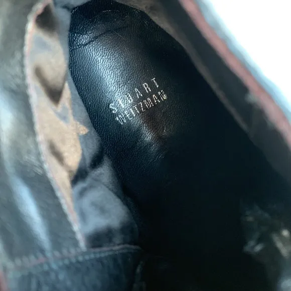 371‎ Stuart Weitzman Zipit Shoes Women High Top Black Leather Sneakers Women 6.5