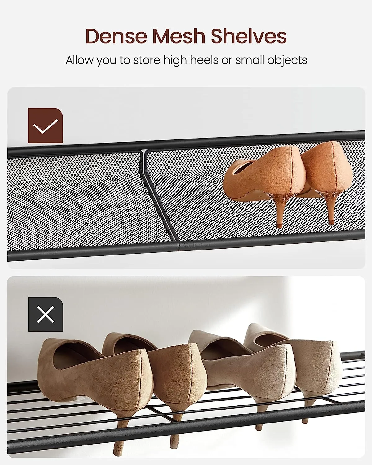 5 Tier Shoe Rack With Mesh Shelves