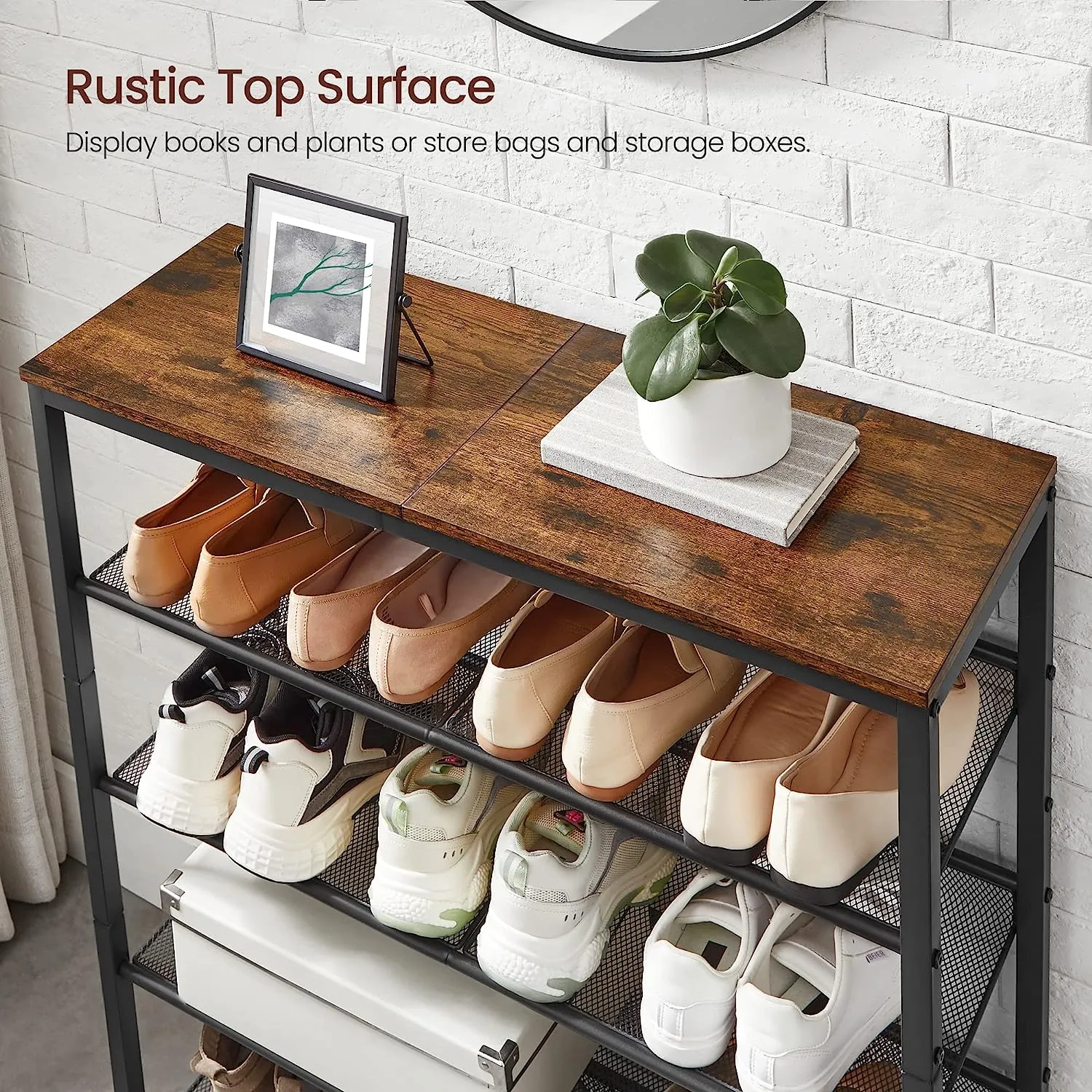 5 Tier Shoe Rack With Mesh Shelves