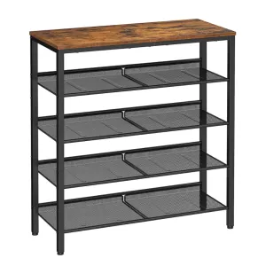 5 Tier Shoe Rack With Mesh Shelves