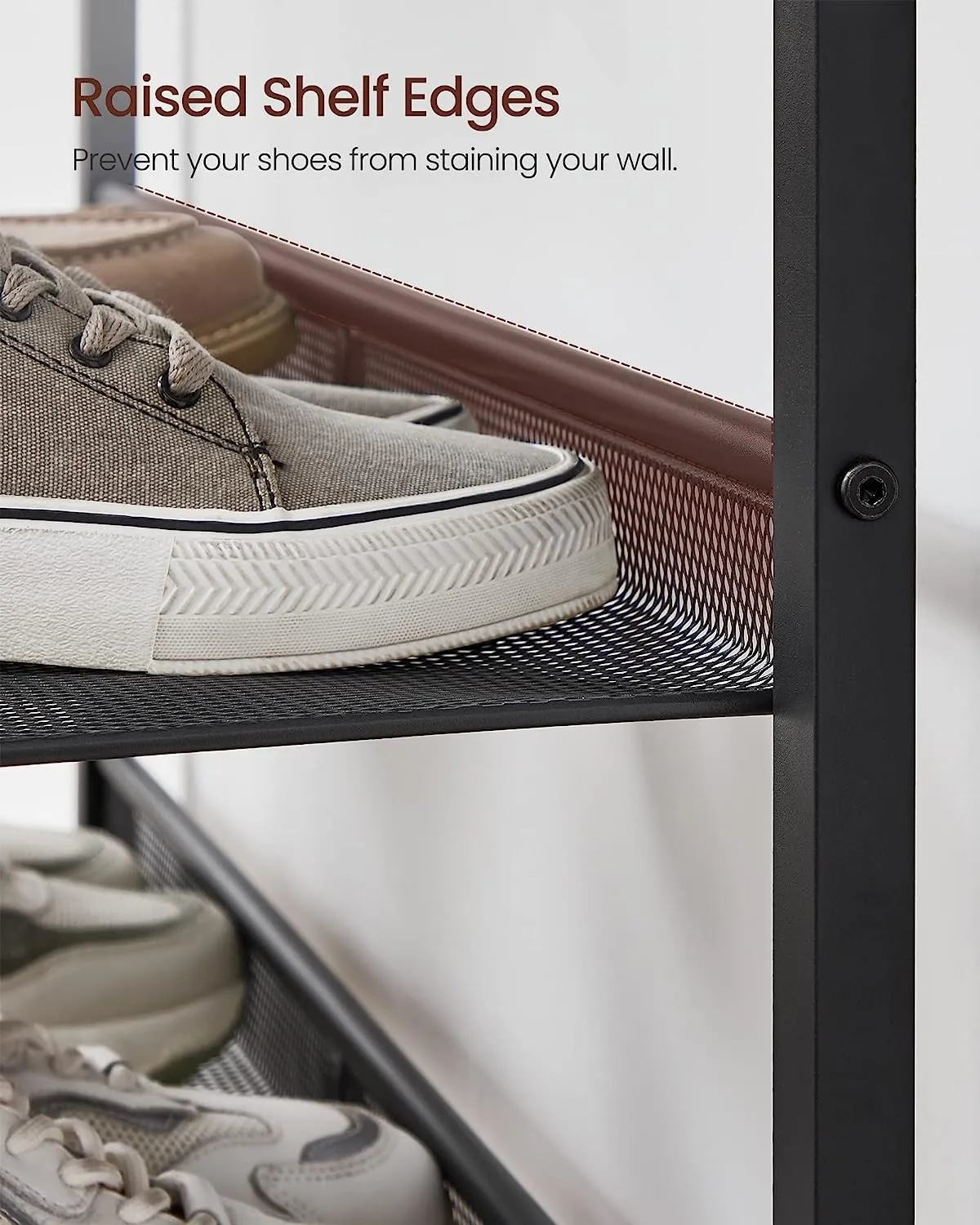 5 Tier Shoe Rack With Mesh Shelves