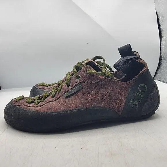 5.10 Asym Stealth Mens 7 Burgundy Climbing Shoes Made In USA Outdoors Mountains