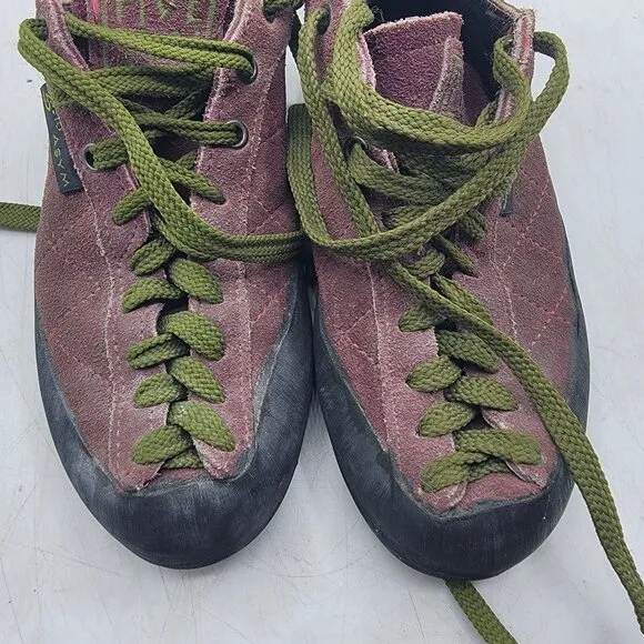 5.10 Asym Stealth Mens 7 Burgundy Climbing Shoes Made In USA Outdoors Mountains
