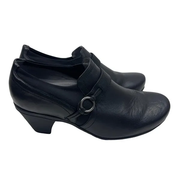 Abeo B.I.O SYSTEM Raine Black Leather Comfortable Mule Clog Heel Shoes Size 7.5