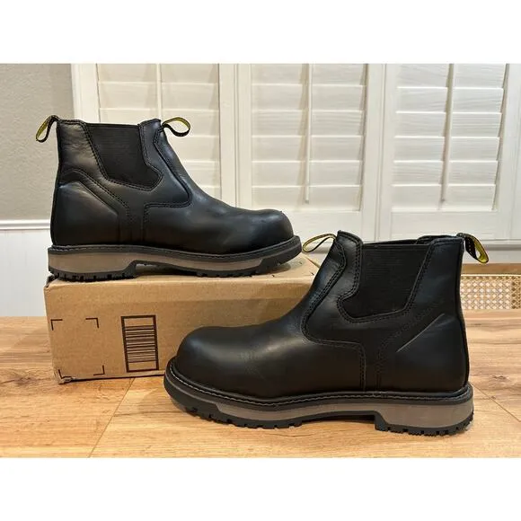 Ace Men's Black Work Boots Firebrand Size 9 Lightly Worn Slip Resistant Soft Toe