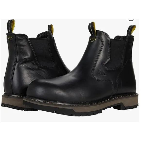 Ace Men's Black Work Boots Firebrand Size 9 Lightly Worn Slip Resistant Soft Toe