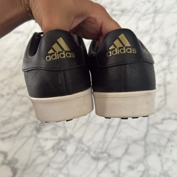 Adidas Adicross Golf Shoes Leather Sneakers Black White Croc Men’s 11.5