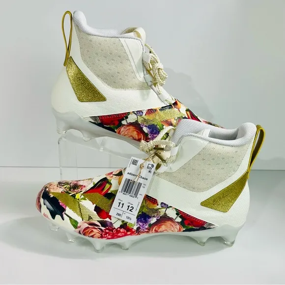 Adidas Adizero Chaos Speed Coronation White Gold Metallic Football Cleat Size 11