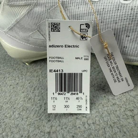 Adidas Adizero Electric Speed Juice Mens 12 Shoes White Football Cleats Sneakers