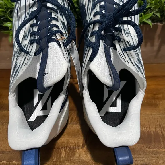 Adidas Adizero Football Cleats White/Navy Blue Shoes GZ6912 Men's Size 12