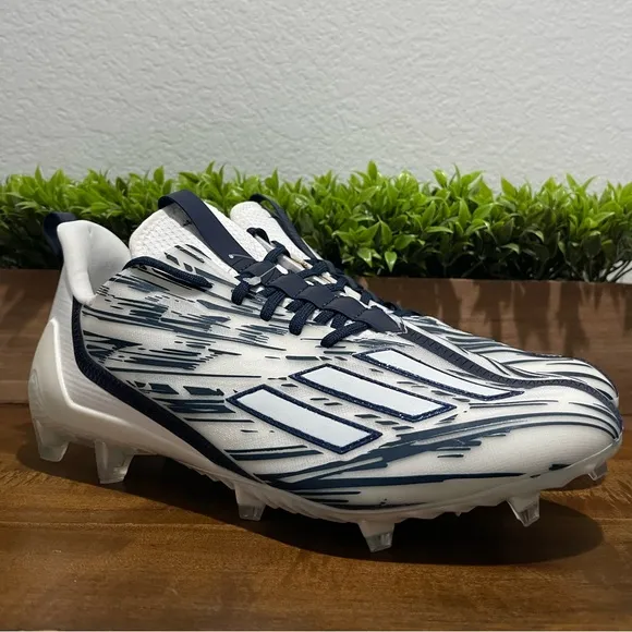 Adidas Adizero Football Cleats White/Navy Blue Shoes GZ6912 Men's Size 12