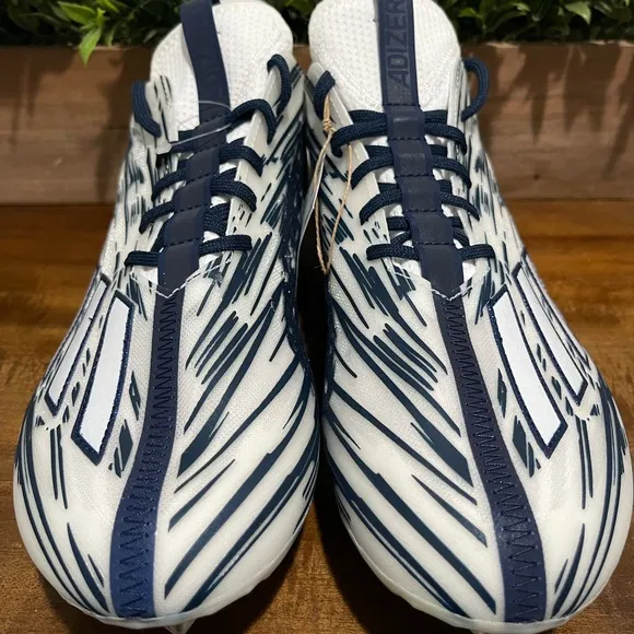 Adidas Adizero Football Cleats White/Navy Blue Shoes GZ6912 Men's Size 12