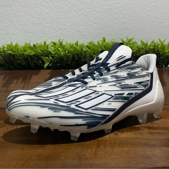 Adidas Adizero Football Cleats White/Navy Blue Shoes GZ6912 Men's Size 12