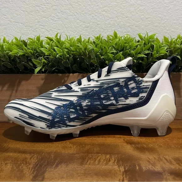 Adidas Adizero Football Cleats White/Navy Blue Shoes GZ6912 Men's Size 12
