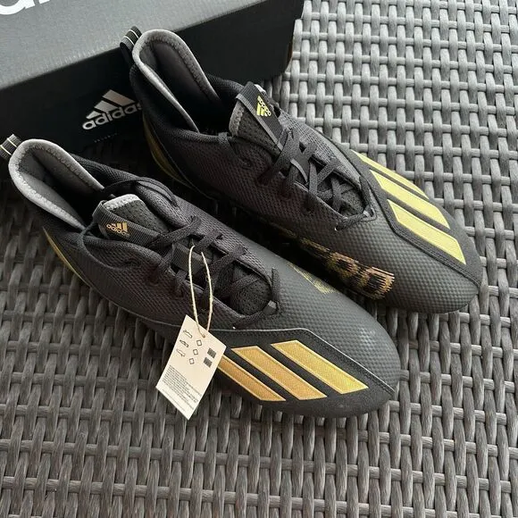Adidas Adizero Scorch Black Gold Metallic Men's Football Shoes FX4249 Size 12.5