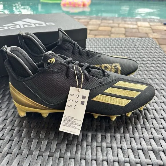 Adidas Adizero Scorch Black Gold Metallic Men's Football Shoes FX4249 Size 12.5