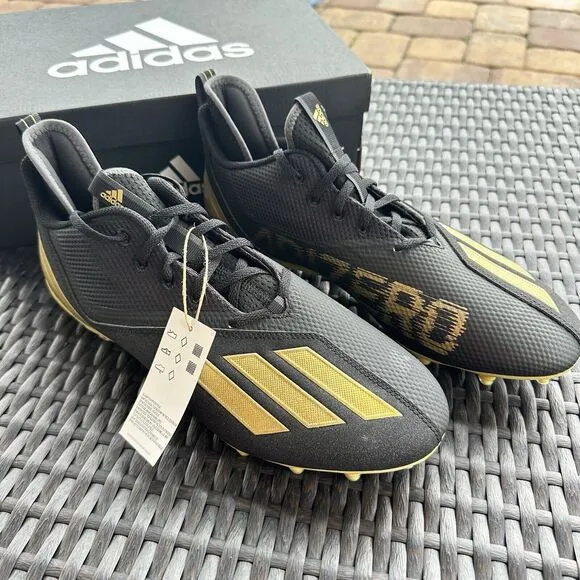 Adidas Adizero Scorch Black Gold Metallic Men's Football Shoes FX4249 Size 12.5
