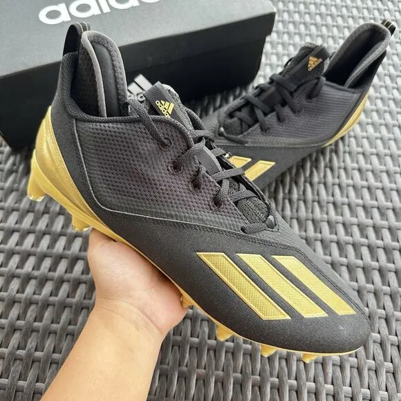 Adidas Adizero Scorch Black Gold Metallic Men's Football Shoes FX4249 Size 12.5
