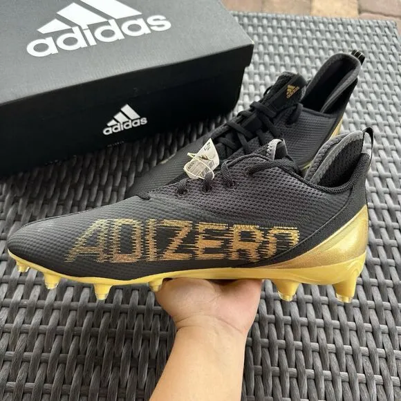 Adidas Adizero Scorch Black Gold Metallic Men's Football Shoes FX4249 Size 12.5