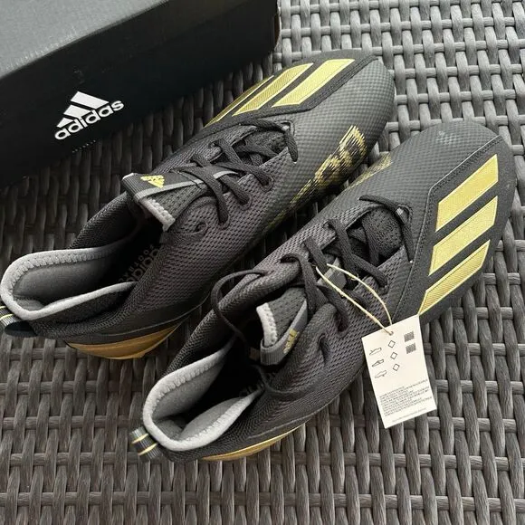Adidas Adizero Scorch Black Gold Metallic Men's Football Shoes FX4249 Size 12.5