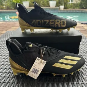 Adidas Adizero Scorch Black Gold Metallic Men's Football Shoes FX4249 Size 12.5