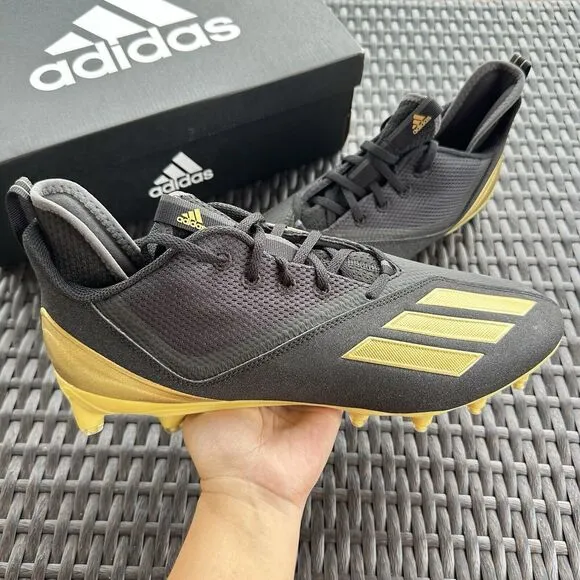 Adidas Adizero Scorch Black Gold Metallic Men's Football Shoes FX4249 Size 12.5