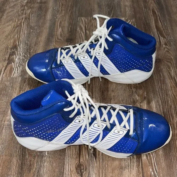 adidas blue &amp; white high top basketball shoes men’s size 11 Date 2011.