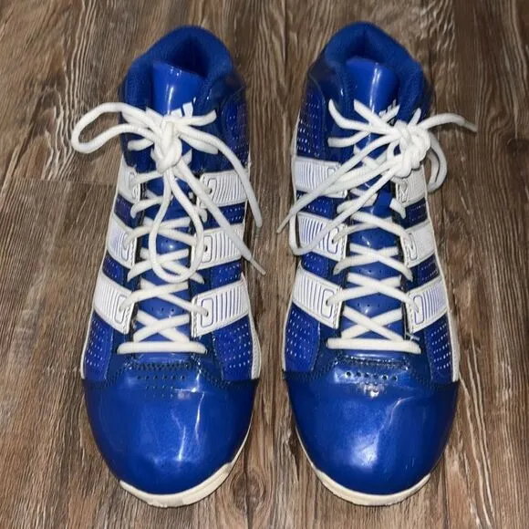 adidas blue &amp; white high top basketball shoes men’s size 11 Date 2011.