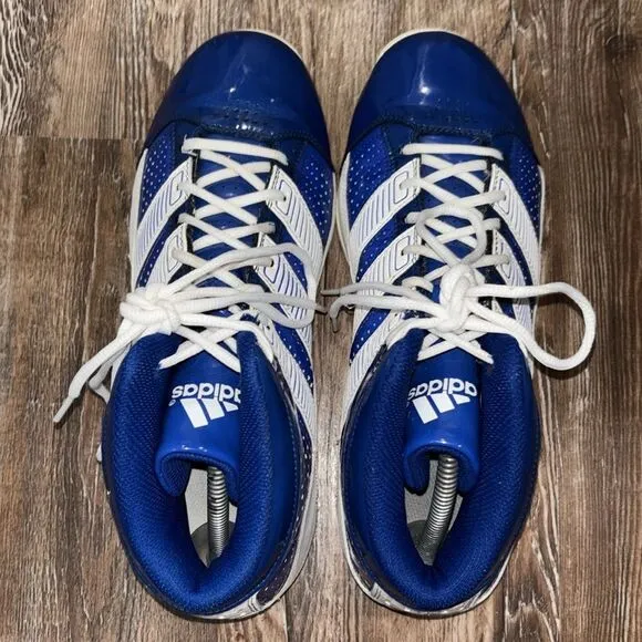 adidas blue &amp; white high top basketball shoes men’s size 11 Date 2011.