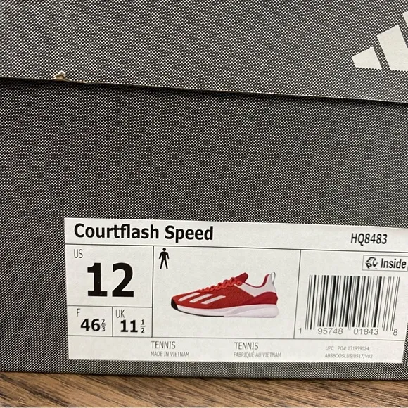 ADIDAS COURTFLASH SPEED TENNIS SHOES Preloved Red Cloud White HQ8483 Men’s Sz