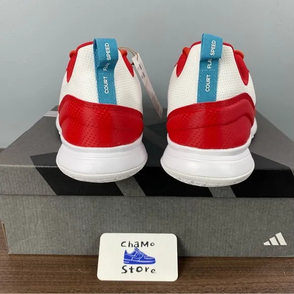 ADIDAS COURTFLASH SPEED TENNIS SHOES Preloved Red Cloud White HQ8483 Men’s Sz