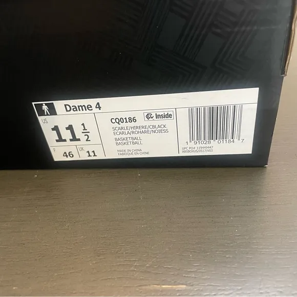 adidas Dame 4 'Red Gum' Men's Basketball Shoe Size 11.5