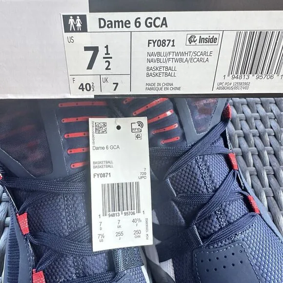 Adidas Dame 6 GCA Team USA Men's Basketball Shoes FY0871 Size 7.5