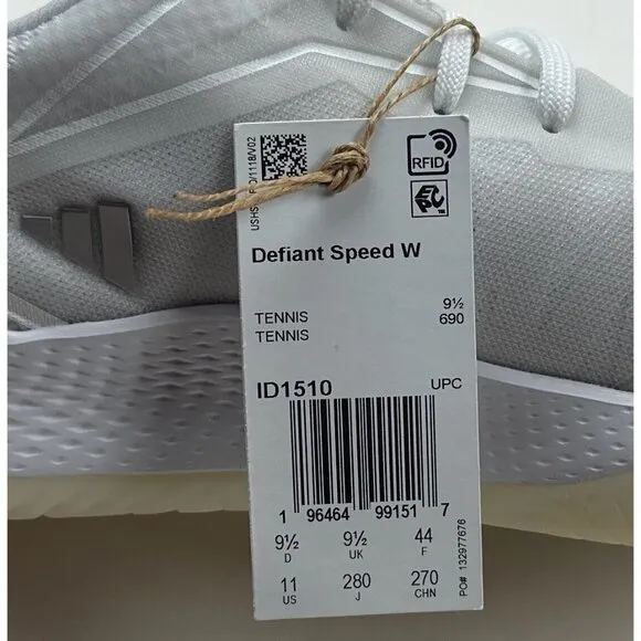Adidas Defiant Speed Womens 11 White Silver Tennis Shoes Sneakers Low ID1510