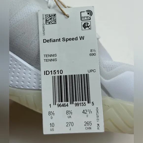 Adidas Defiant Speed Womens 11 White Silver Tennis Shoes Sneakers Low ID1510