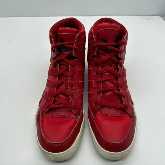 Adidas Hard Court Mens 9.5 High Top Shoes Sneakers Basketball Red Trefoil G59844