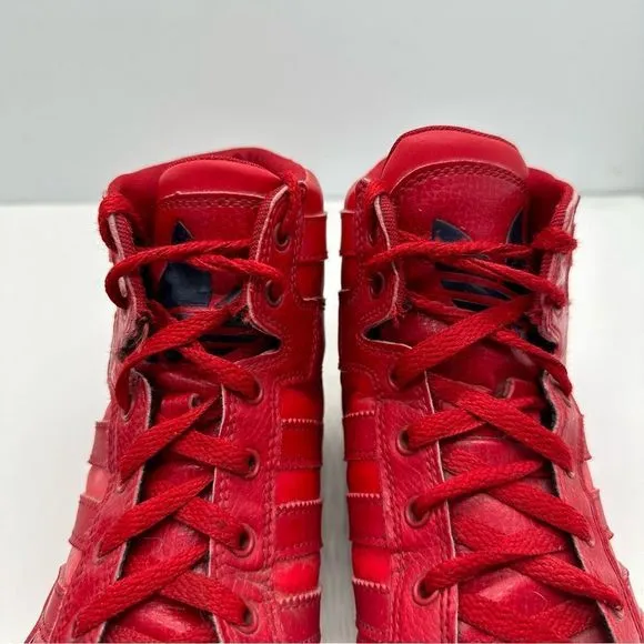 Adidas Hard Court Mens 9.5 High Top Shoes Sneakers Basketball Red Trefoil G59844