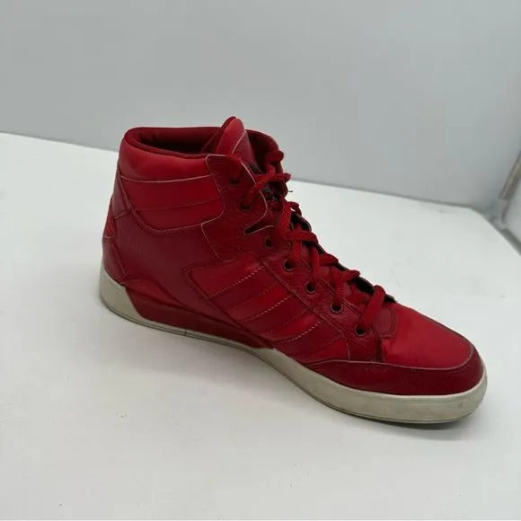 Adidas Hard Court Mens 9.5 High Top Shoes Sneakers Basketball Red Trefoil G59844