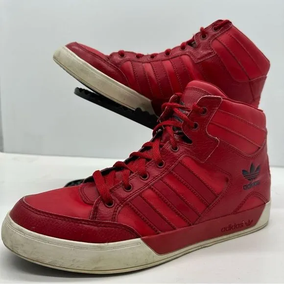 Adidas Hard Court Mens 9.5 High Top Shoes Sneakers Basketball Red Trefoil G59844